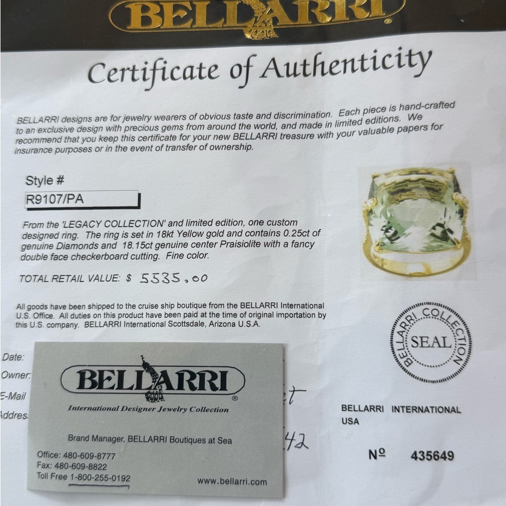 Bellarri NWT Legacy Collection.Limited Edition. Custom Design.18k /Diamond - Picture 12 of 16